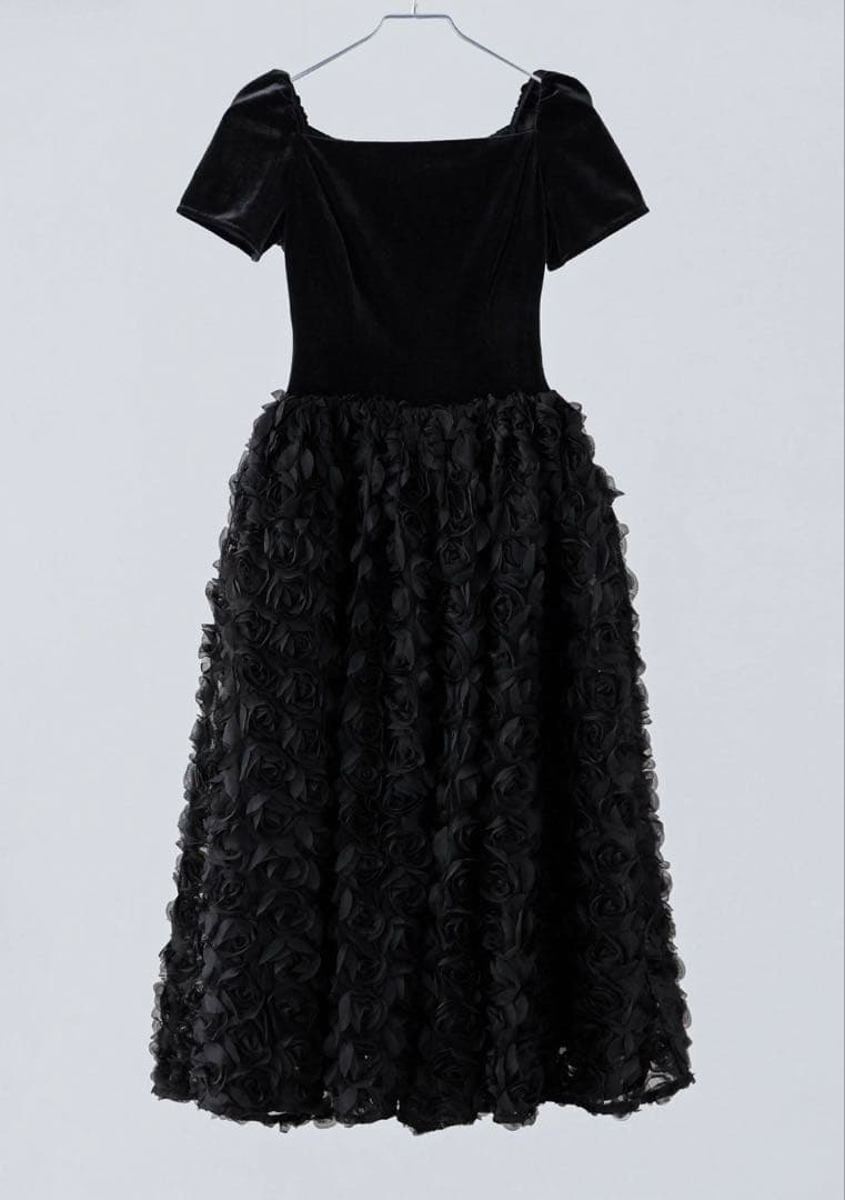 ♡etlle.ベロアロゼットフレアドレス♡