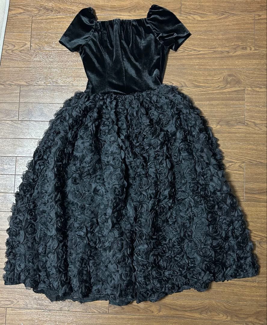 ♡etlle.ベロアロゼットフレアドレス♡