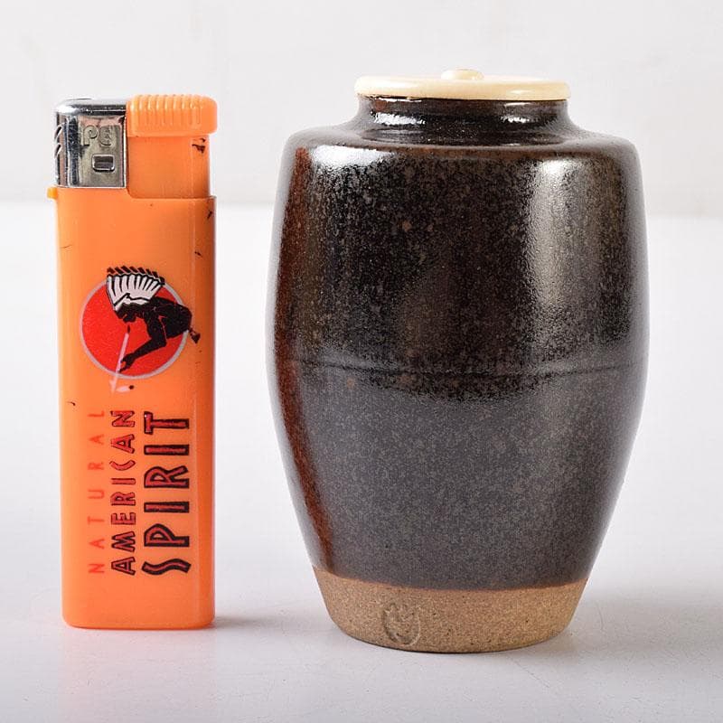 茶道具 膳所焼 淡海ぜぜ 陽炎園造 肩衝茶入 仕覆付 共箱 V 7271 美術品