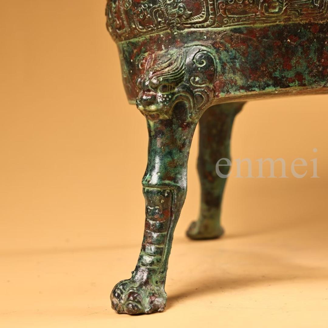 中国古美術・珍品旧藏・青銅器 龍頭杯 獣脚 中型 酒具・純銅製・