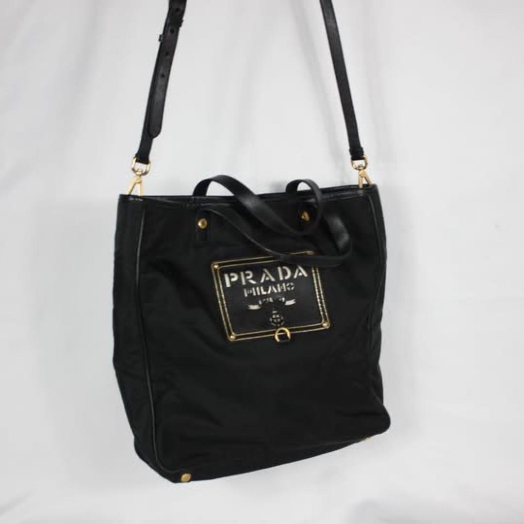 PRADA プラダ　テスート　ロゴ　ハンドショルダーバッグ　ブラック