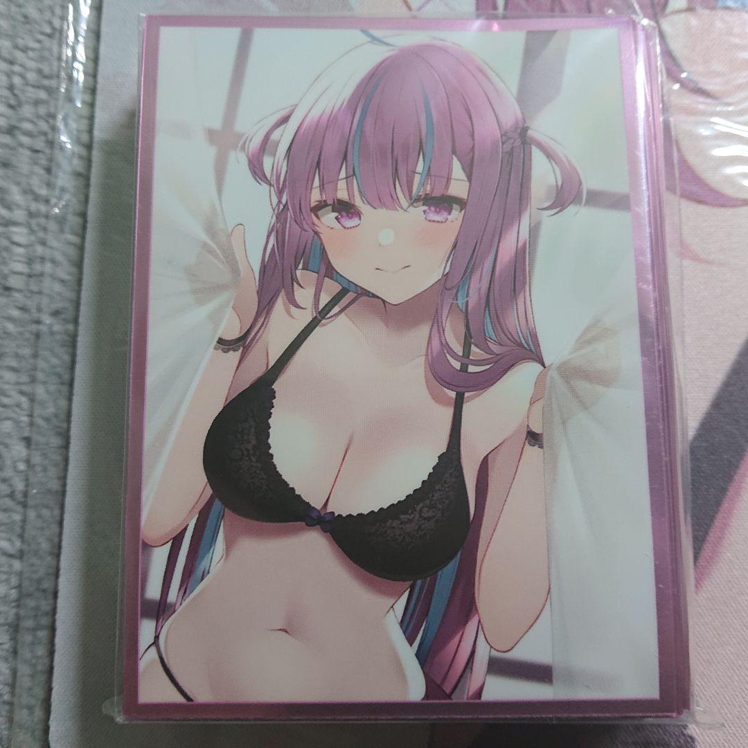 α5 ホロライブ カーテン&黒下着 湊あくあ スリーブ&プレイマット