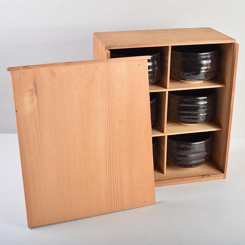 茶道具 兎月窯 杉浦芳樹 瀬戸黒 茶碗 六客 共箱 C R9363B - メルカリ