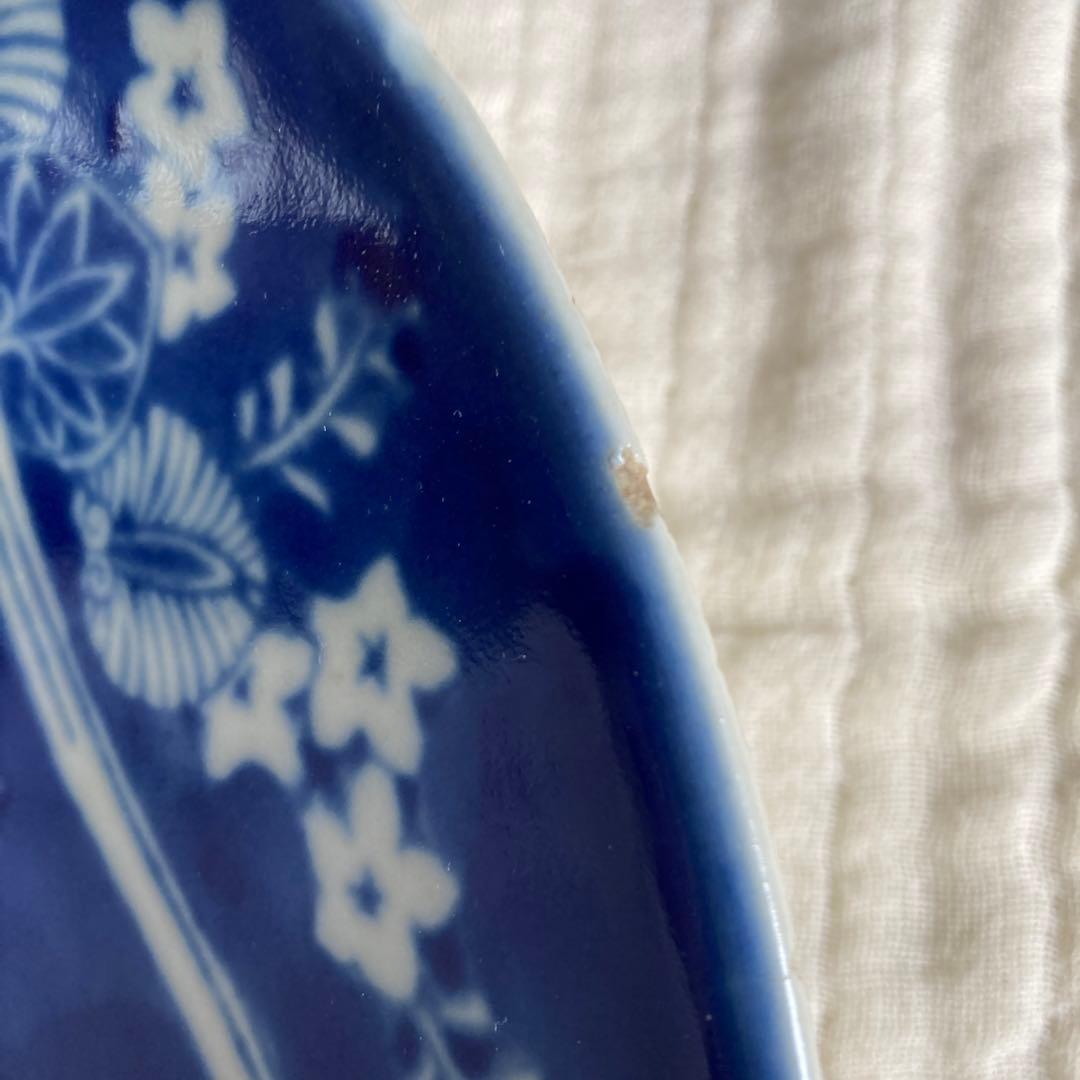 【レプリカ】伊万里　焼染付水葵に兎図大皿のレプリカ