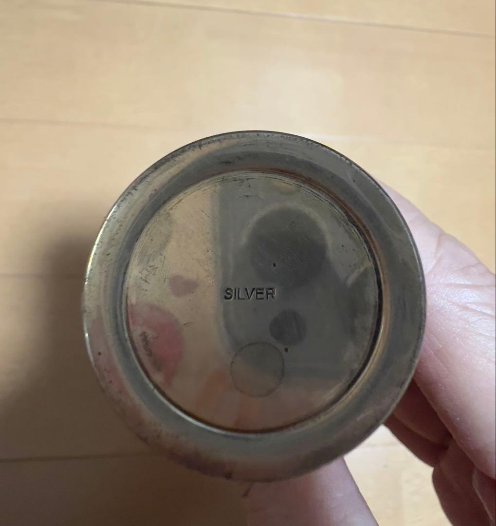 銀製 梅文様 透かし彫り 骨董品 調味料ケース 瓶