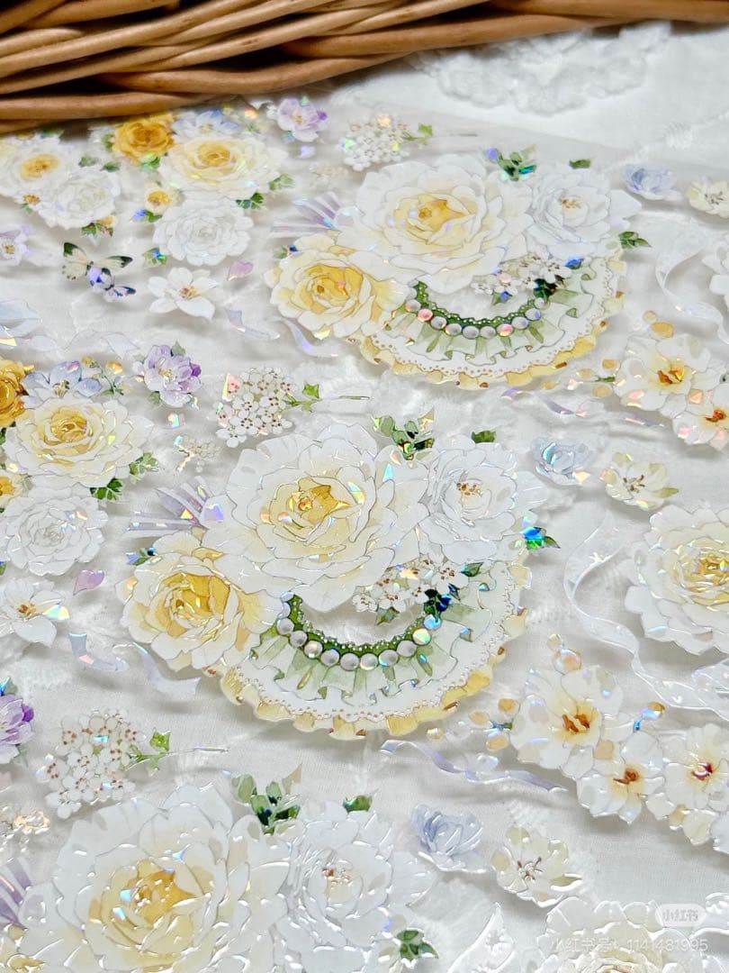 8649】海外 マステ 3/5/巻売り 貝殻光マスキングテープ お花系 夏 8475