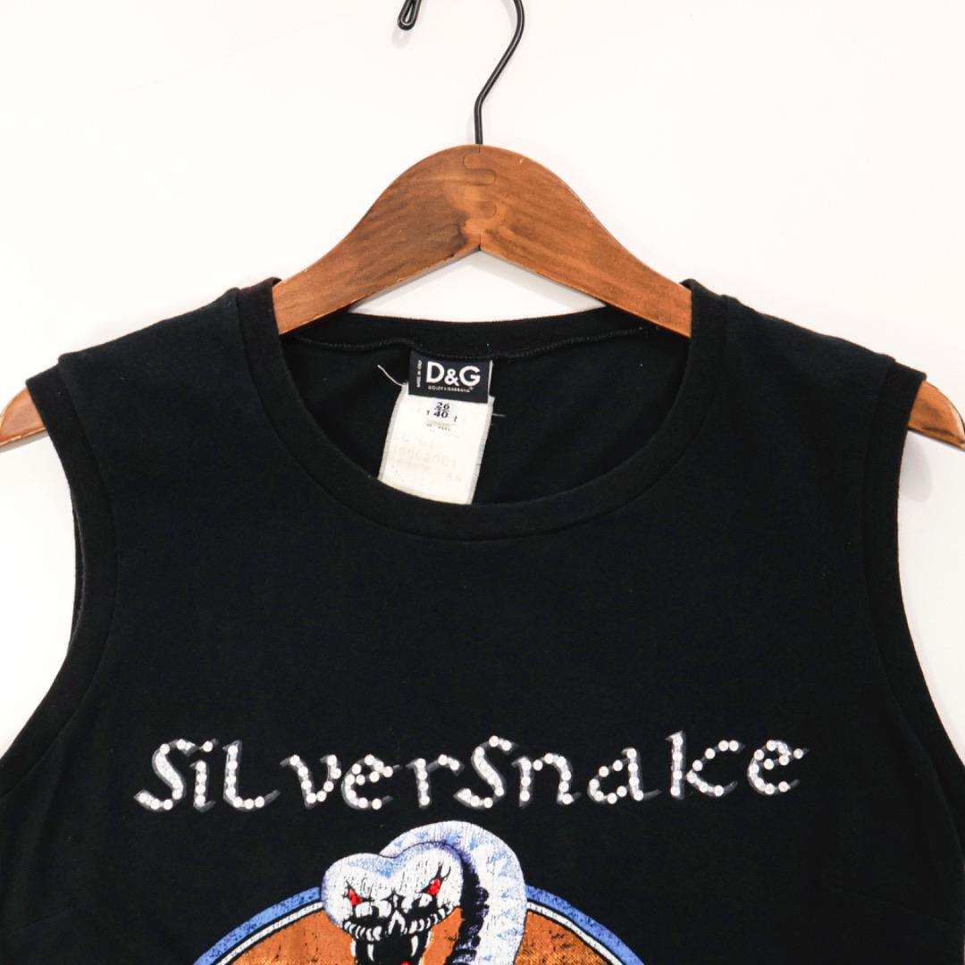 H1338◾️ドルチェ＆ガッバーナ　シルバースネーク　タンクトップTシャツ