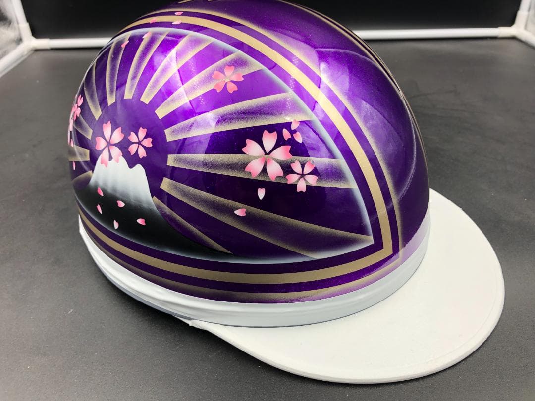 コルク半　カスタム　富士日章　三つボタン　パープルゴールド　ぼかし　桜