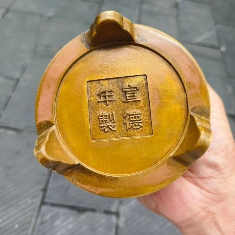 銅 細工 レリーフ三足龍鳳筆筒 筆置 筆棚 書道具 文房具工芸品美術品 置物