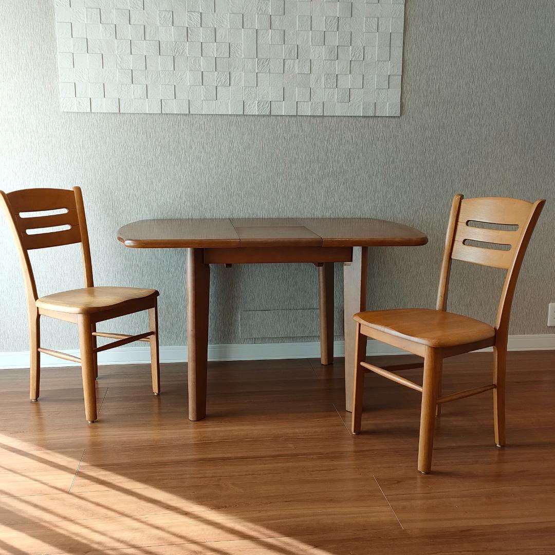 マルニ木工　伸長式　ダイニングテーブルセット　椅子2脚付き