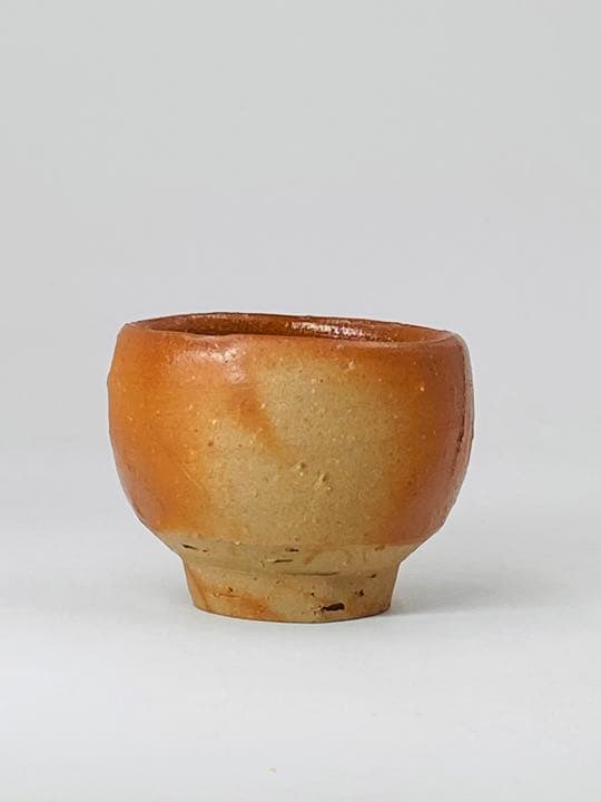 人間国宝【伊勢崎淳】備前　酒呑　ぐい呑み　桐共箱　栞　酒器　盃　美品