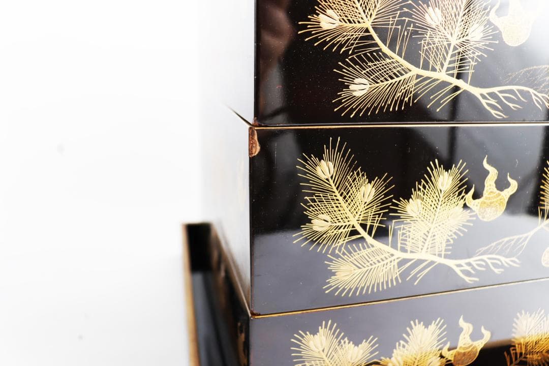 茶道具 蝶蒔絵 重箱 二枚蓋 共箱 漆芸 木製漆器