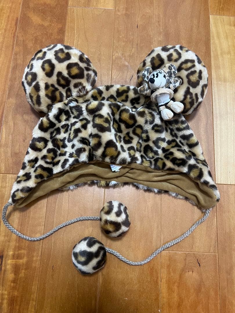 ヒョウ柄 ミッキーハット 耳付き ヒョウ柄ミッキー耳キャップ（東京