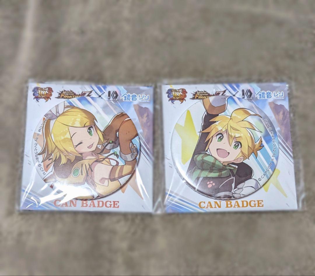 鏡音リン 鏡音レン 缶バッジ モンハン さいとうなおきver