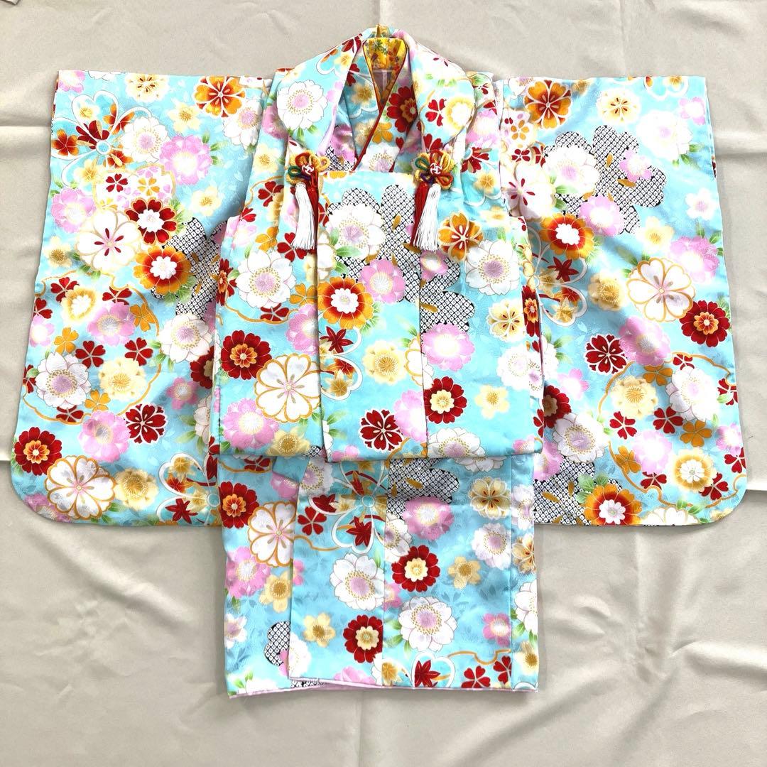 七五三　女の子　3歳着物　水色　フルセット