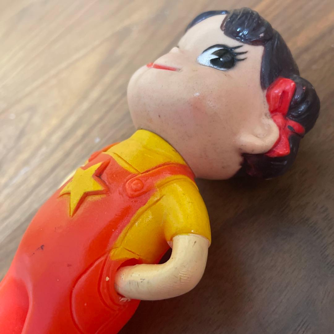 昭和40年頃 大きな 星ペコ 12.5cm 不二家 ペコちゃん 人形　ソフビ