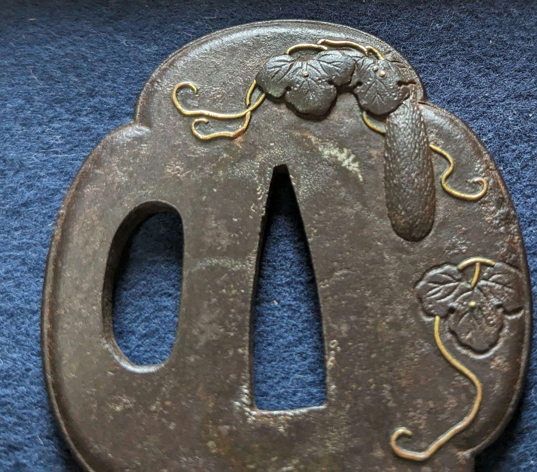 日本刀鍔！ヘチマ？状態抜群！象嵌綺麗！