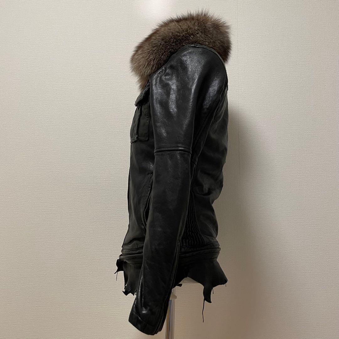00s japanese label fur leather jacket BL