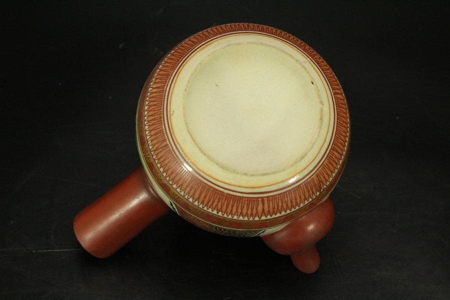 九谷 金彩色絵 庄三作 茶壷 煎茶(A374)