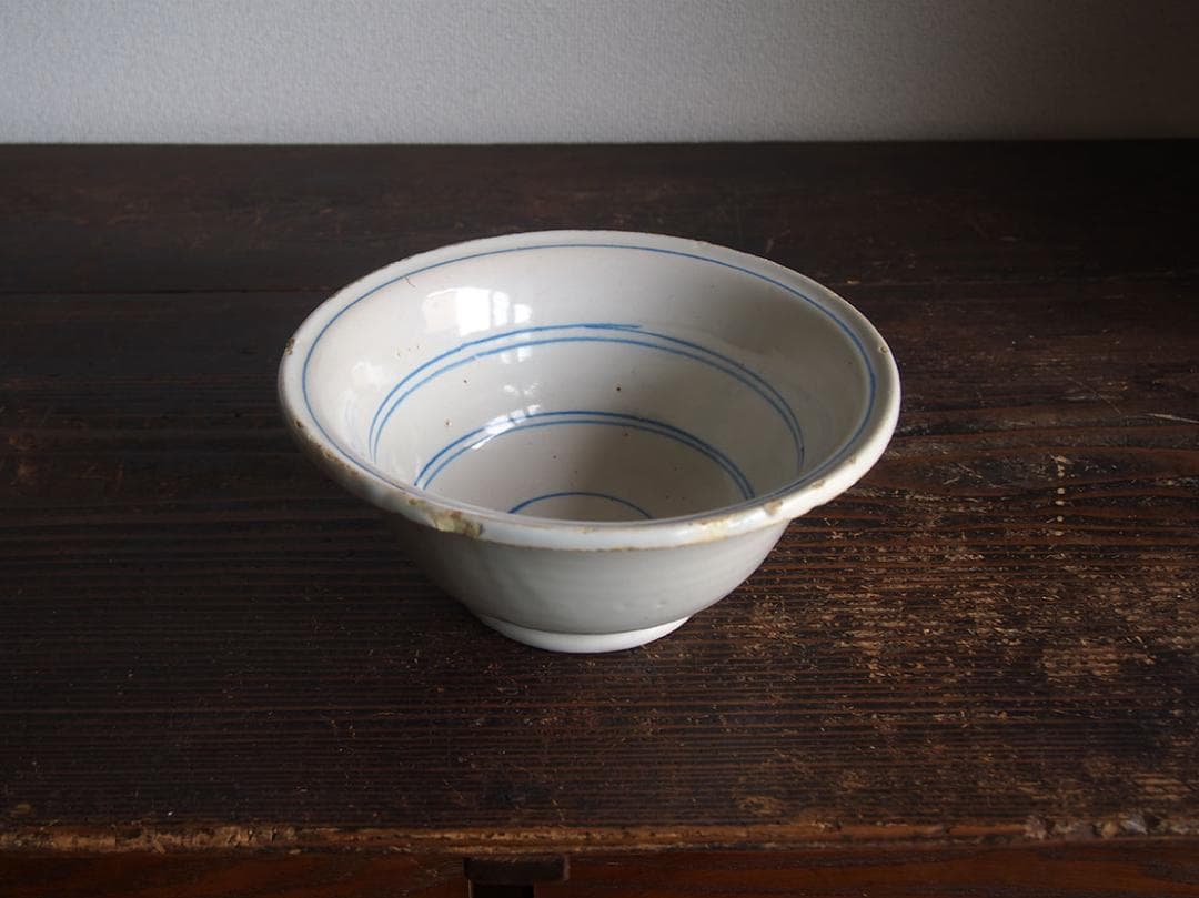 マニセス 青ライン 鉢 陶器 19世紀 スペイン古陶 スペインデルフト/K152