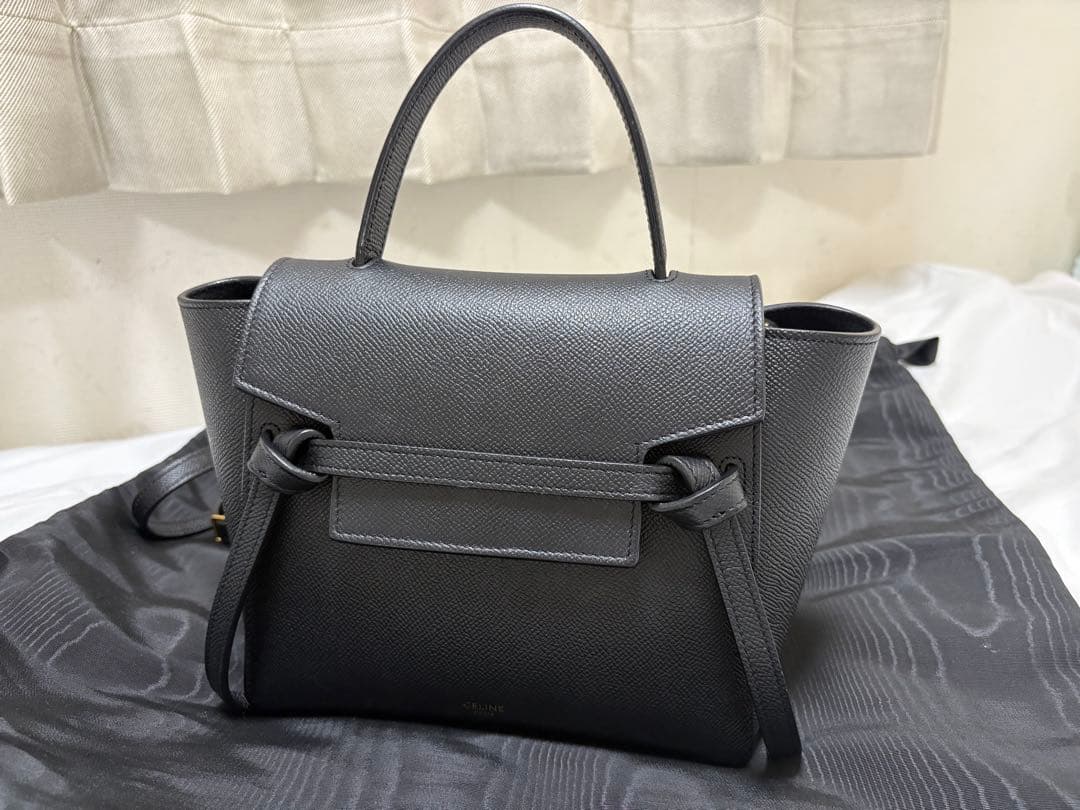 CELINE セリーヌ ベルトバッグ ナノ ブラック ショルダー付 正規品
