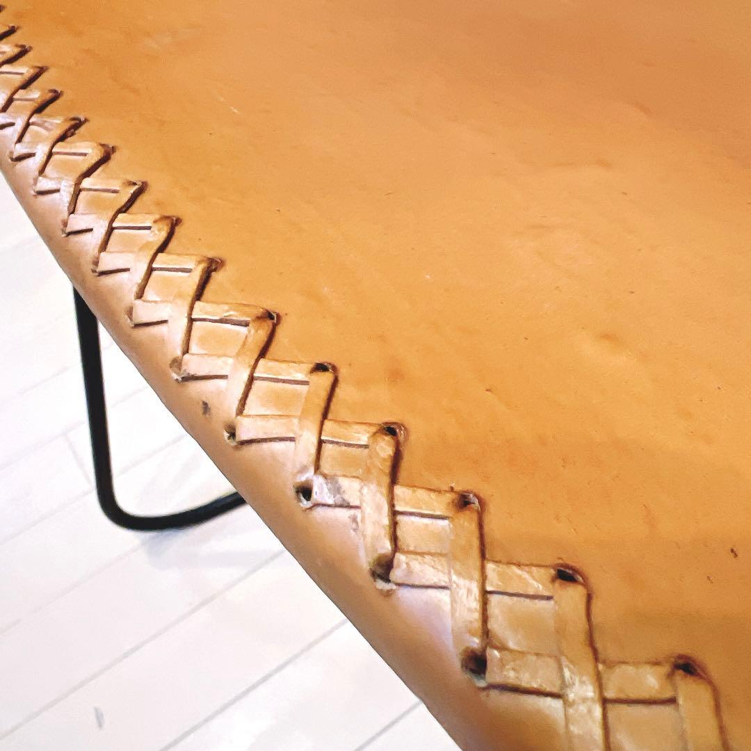 本革スツール レザースツール アイアンレッグ キャメル