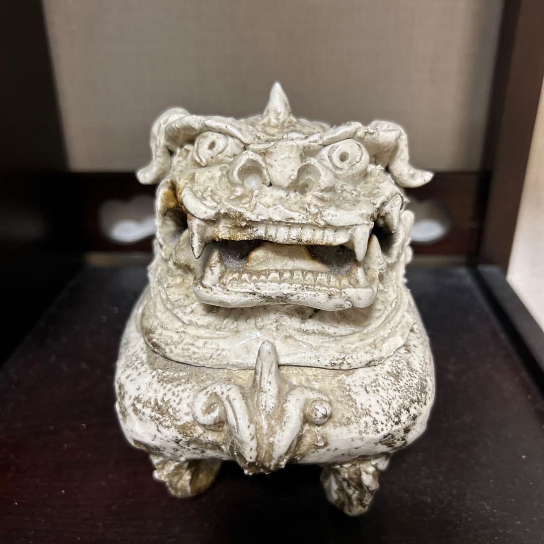 九谷焼 金彩獅子香炉 九谷焼 九谷陶香 香炉 獅子 松 文様 金彩 丸型 三