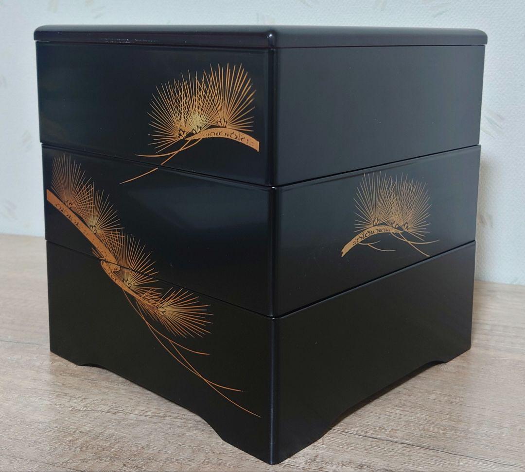 ビスケット　会津塗り 天然木 三段重箱 蔵漆JAPAN