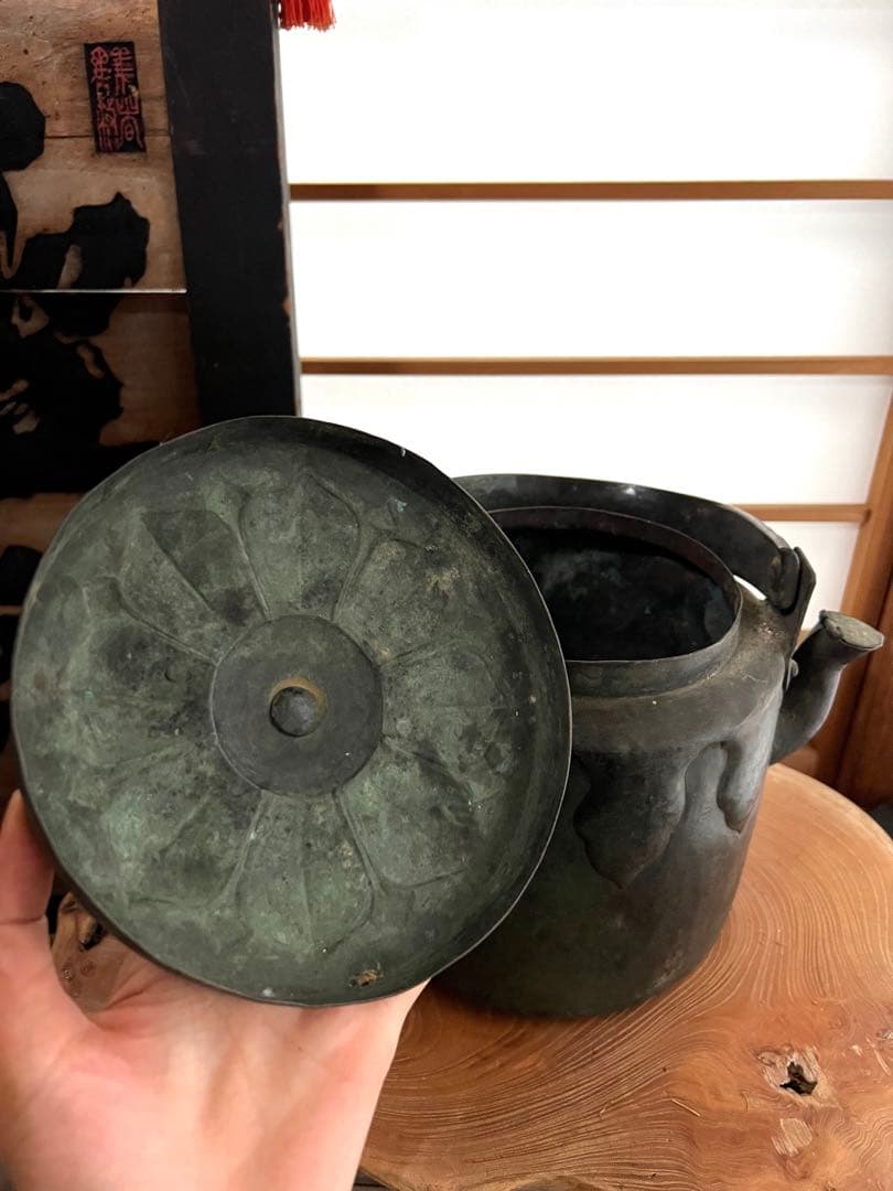 お値下げ　特大サイズ　やかん　薬缶　金属製　アンティーク