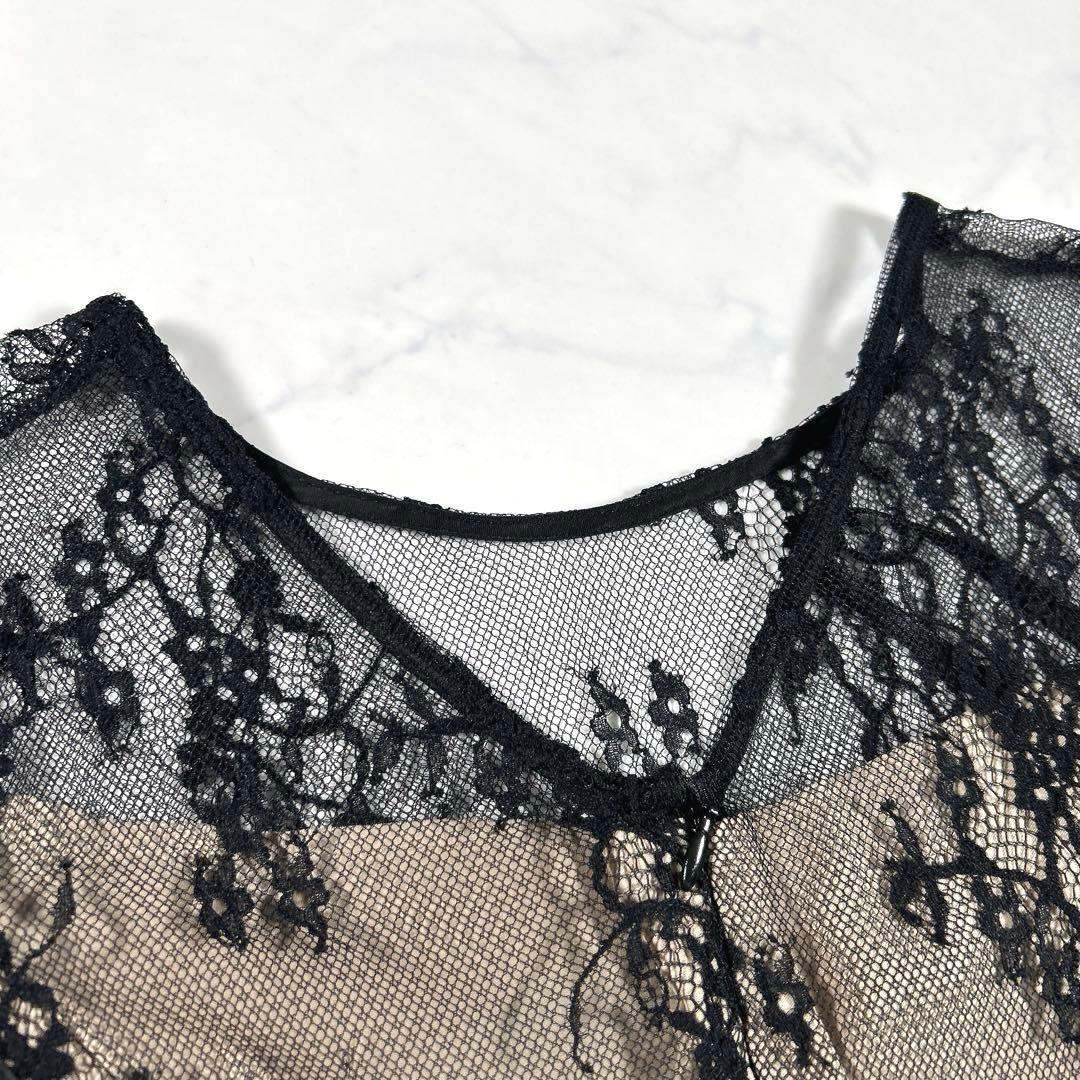 LAGUNAMOON　パネルレースワンピース　ドレス　お呼ばれ　ブラック　S