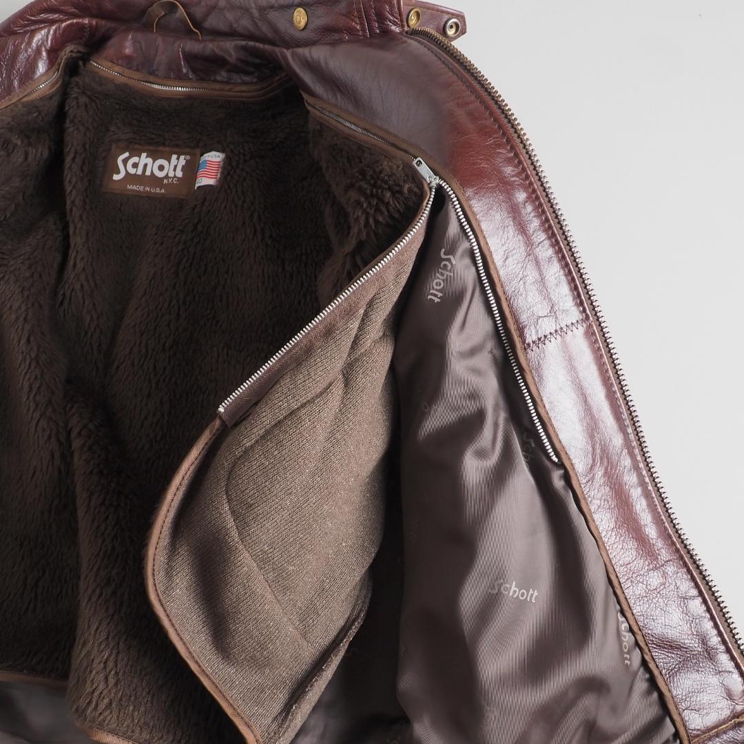 Schott トラッカージャケット 40 レザージャケット ライナー付き 赤茶