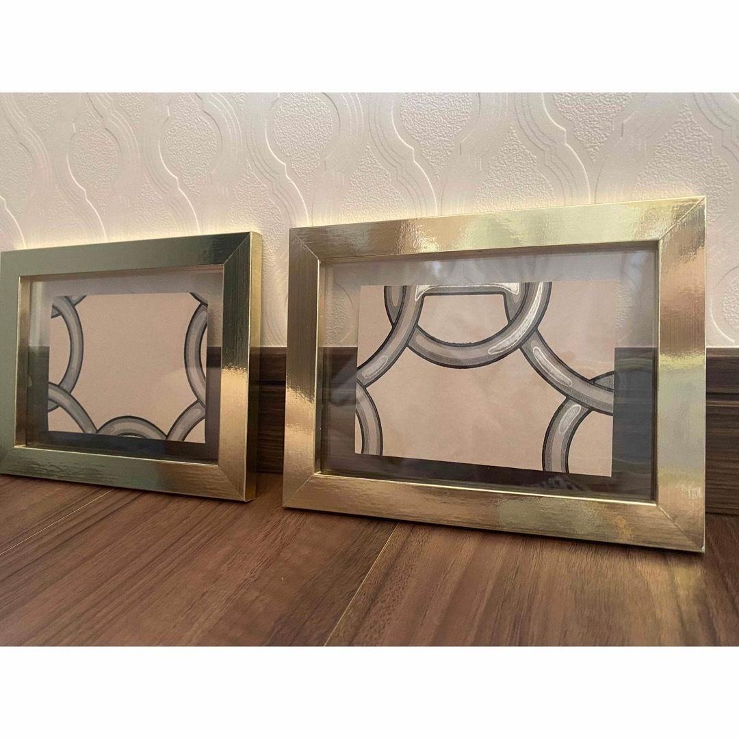 ゴールド金属製写真額縁2つセット