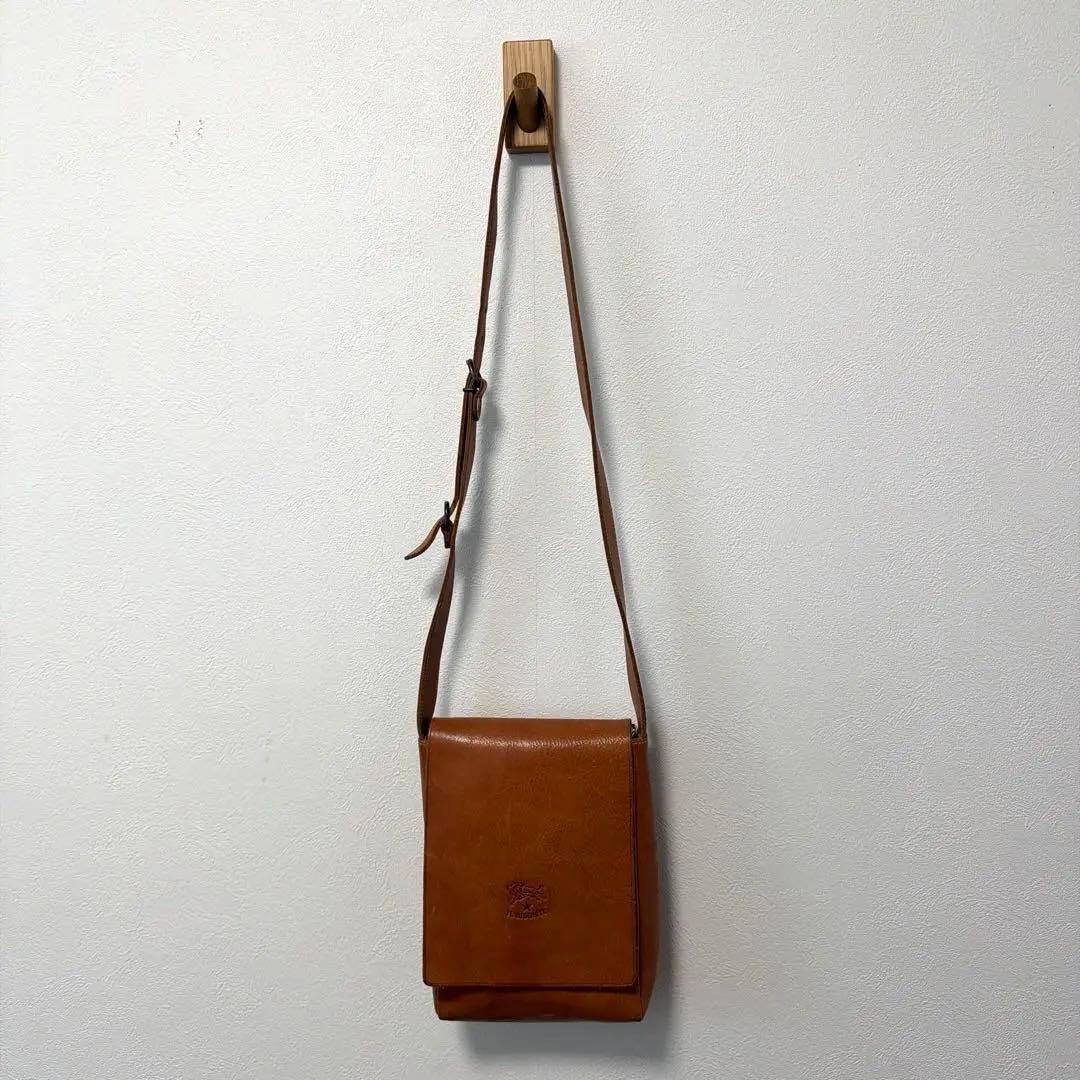 IL BISONTE スクエアレザーショルダーバッグ イタリア製