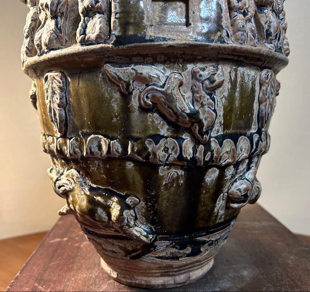 中国骨董　青磁神亭壺(せいじしんていこ) 漢緑釉　三国時代