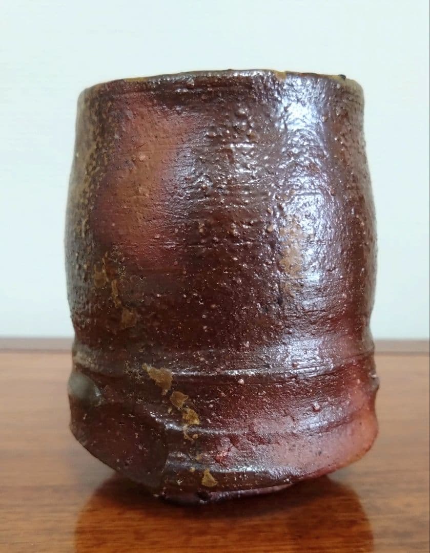 隠崎隆一作 備前焼湯呑み 師伊勢崎淳 人間国宝 備前焼 湯呑