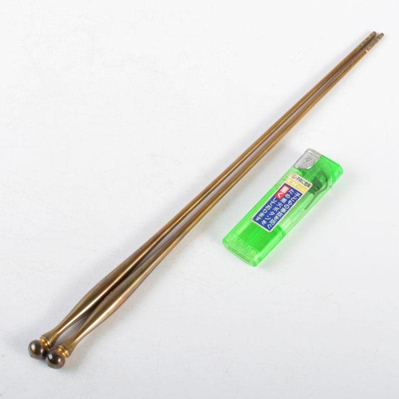 茶道具　釜師　根来茂昌作　宣徳院珠頭火箸　共箱　V　R4658