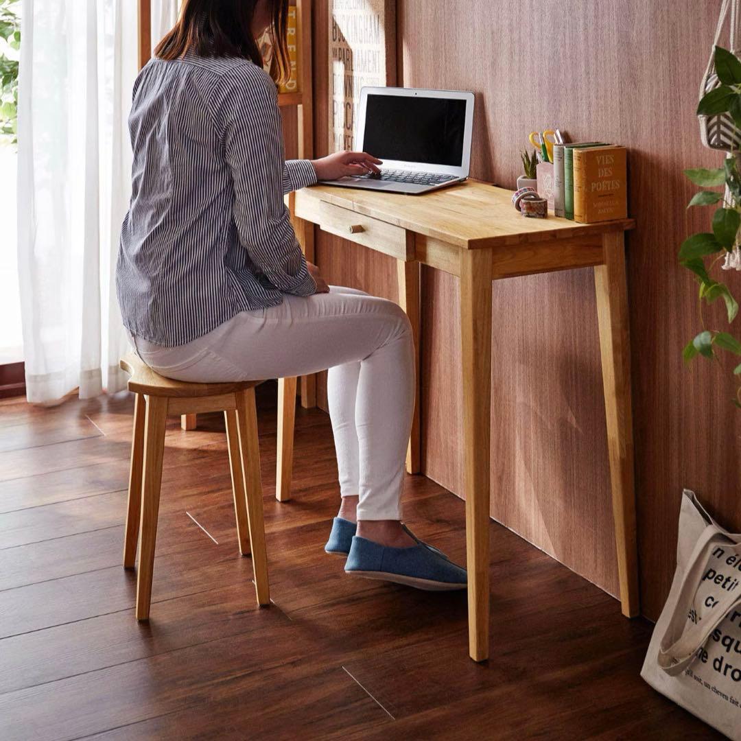 aya ベルメゾン 天然木アルダー材 コンパクトデスク 幅80 奥行35