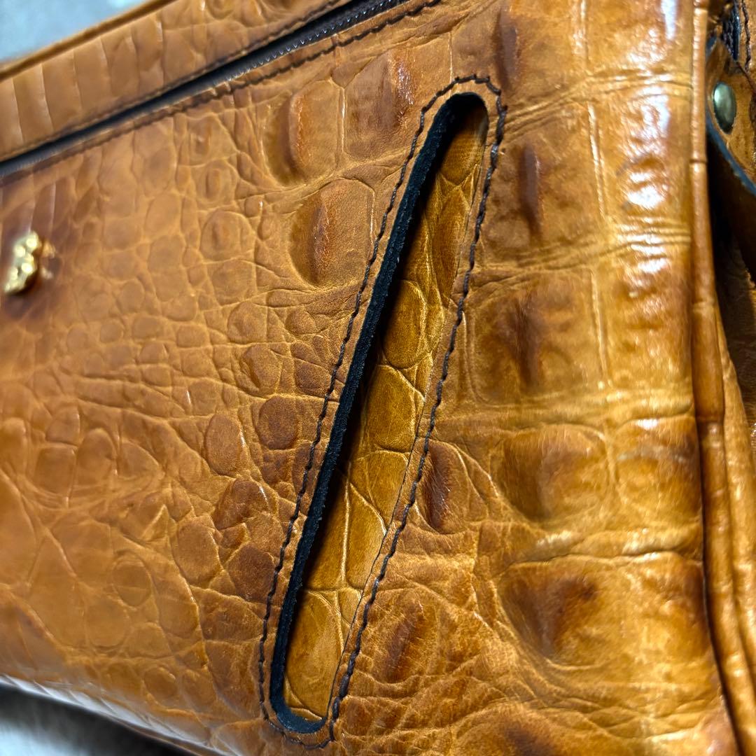 ✨良品✨ バリー　クロコ型押し　ミニボストンバッグ　ビジネスバッグ　ユニセックス