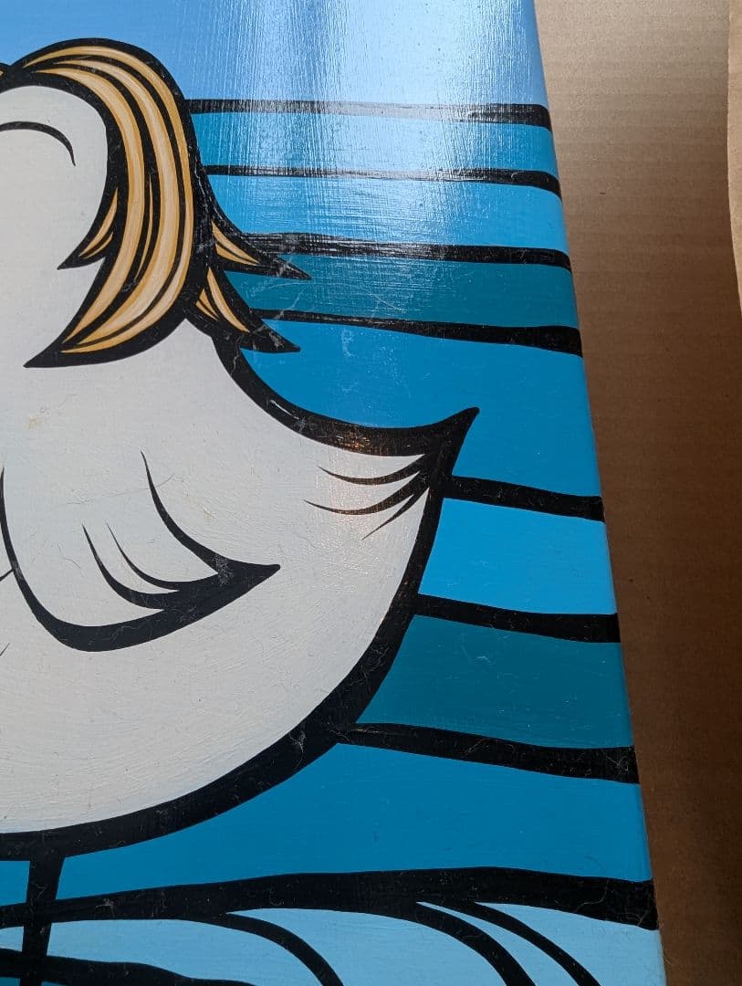 &T様専用】ヘザーブラウン 原画 スケートボード 波乗りバードと波と花