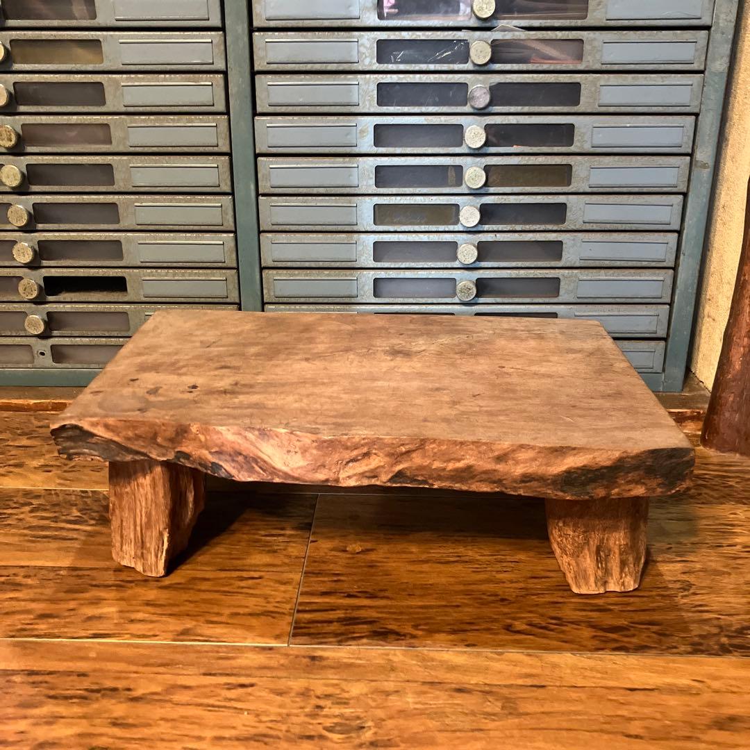 ヴィンテージ 花台 飾り台 一枚板 天然木 古道具 骨董 - メルカリ