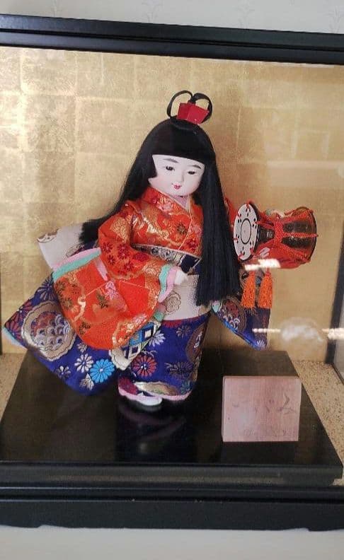 市松人形 「つづみ」ガラスケース入り わらべ人形 明日香人形 8号