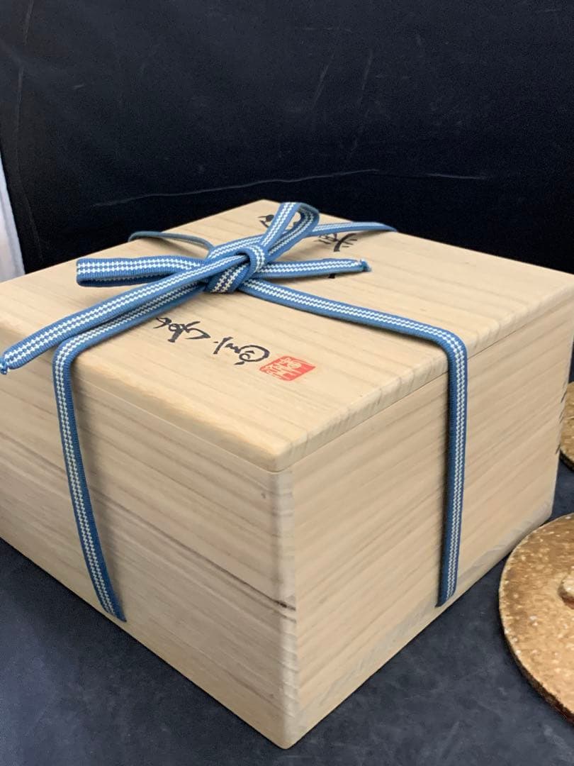 信楽焼　高橋春斎　丸皿５枚　三ッ脚付　共箱付　懐石料理料亭皿