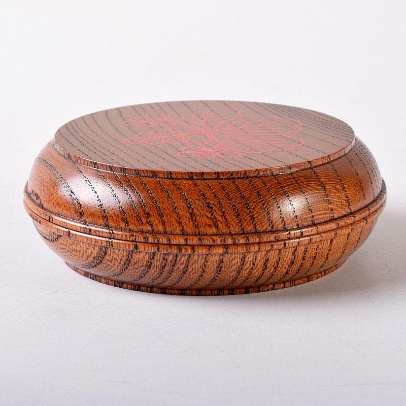 茶道具　川端近左作　太閤桐絵　欅拭漆香合　共布共箱　Ｖ　7703