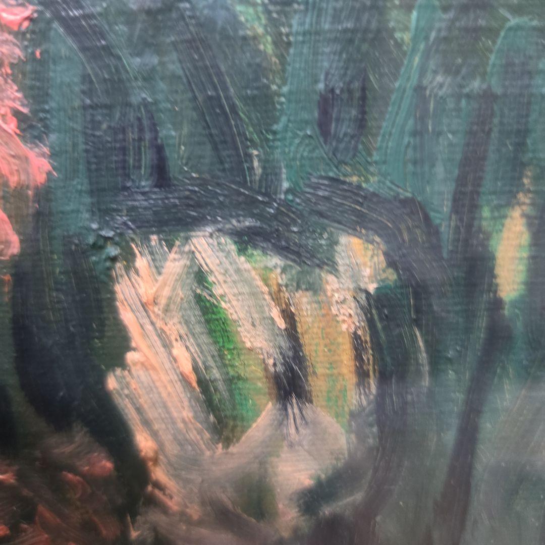 【美品】 肉筆油彩風景画 銀飾額縁フレームつき「御嶽山初雪の情景」10号サイズ