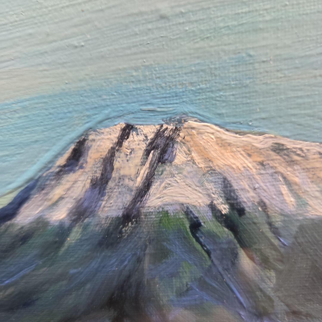 【美品】 肉筆油彩風景画 銀飾額縁フレームつき「御嶽山初雪の情景」10号サイズ