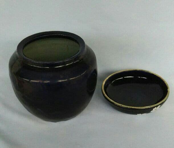 瑠璃釉 金彩桜文お骨壺（５寸）特価