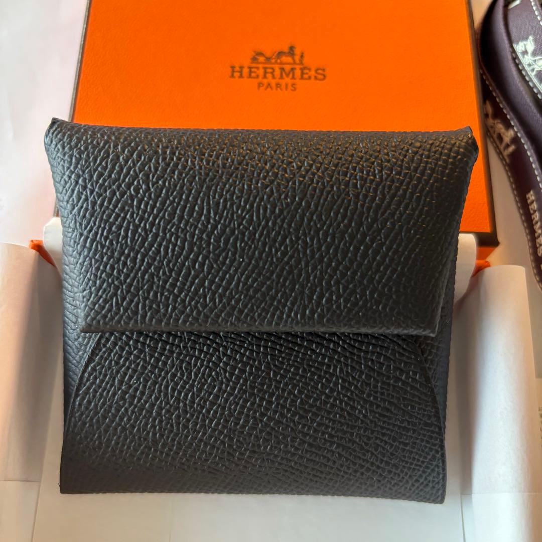 【新品】エルメス HERMES バスティア ケース 黒 小銭入れ 財布