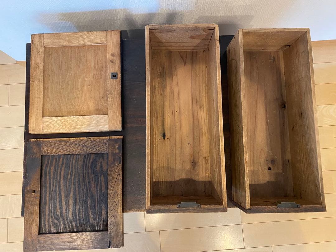 木製引き戸収納キャビネット 引き出し2つ 引き出し キャビネット