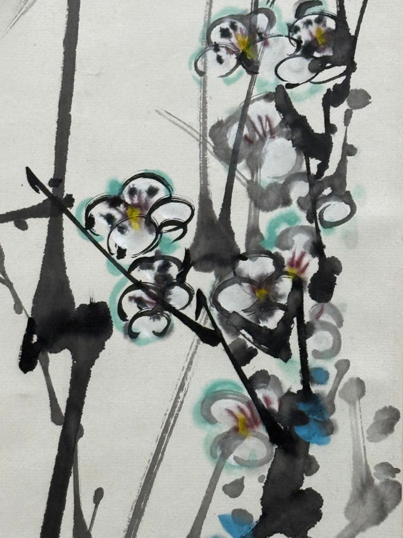 中国　黄徳瑞作　梅竹　着色水墨画　肉筆　送料込み251222