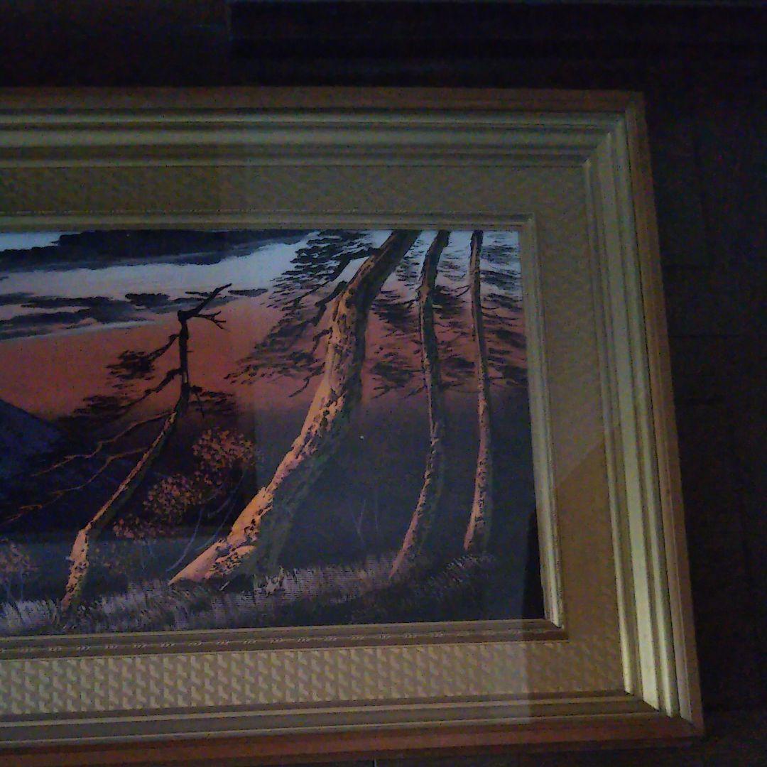 絵画　富士山　赤富士　立体絵　開運　金運　風水　美峰　特大　額付